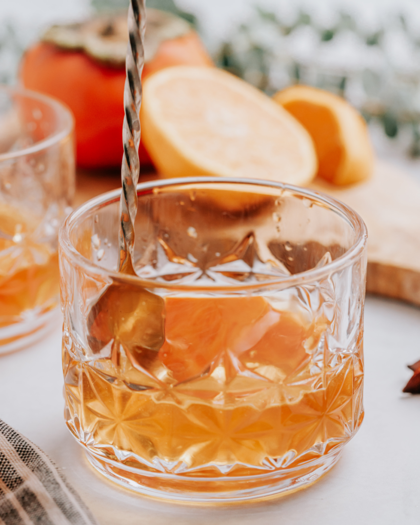 persimmon and citrus old fashioned