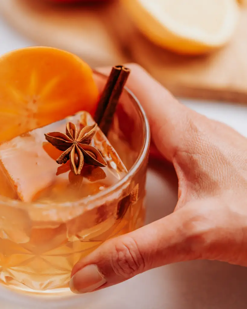 persimmon and citrus old fashioned