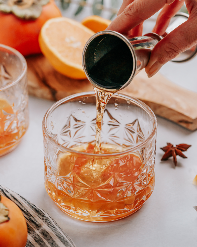 persimmon and citrus old fashioned