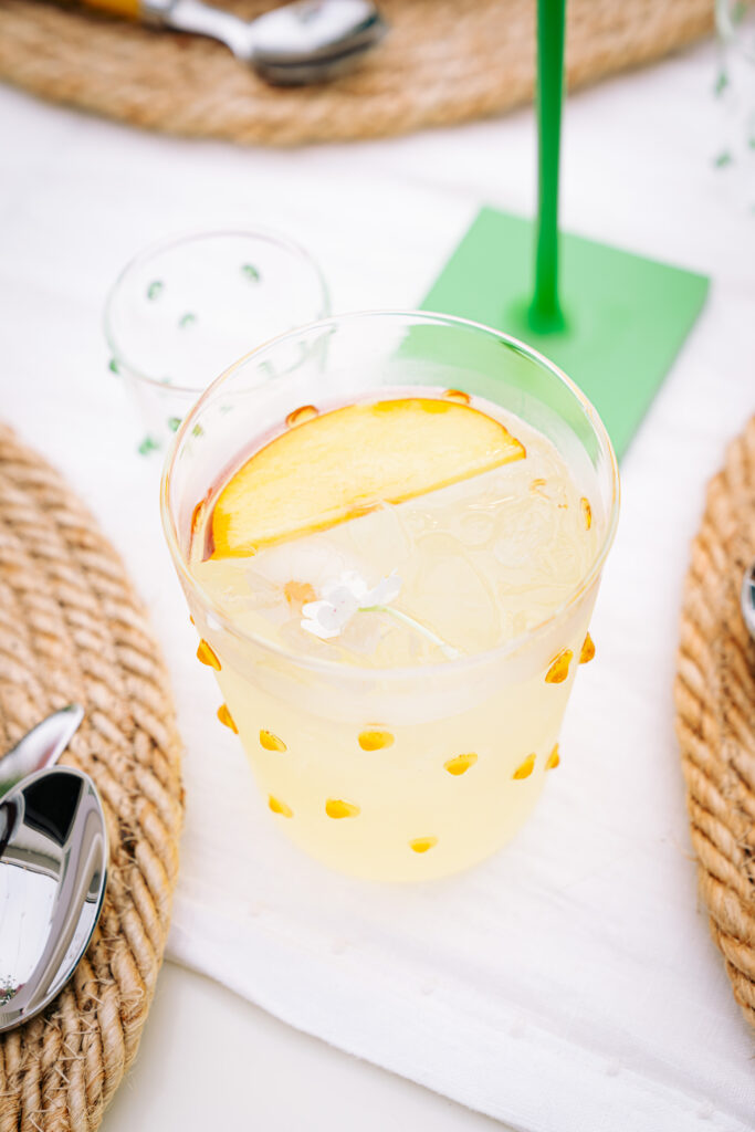 Zafferano Peach & Lychee Cocktail with Pandan Infused Gin