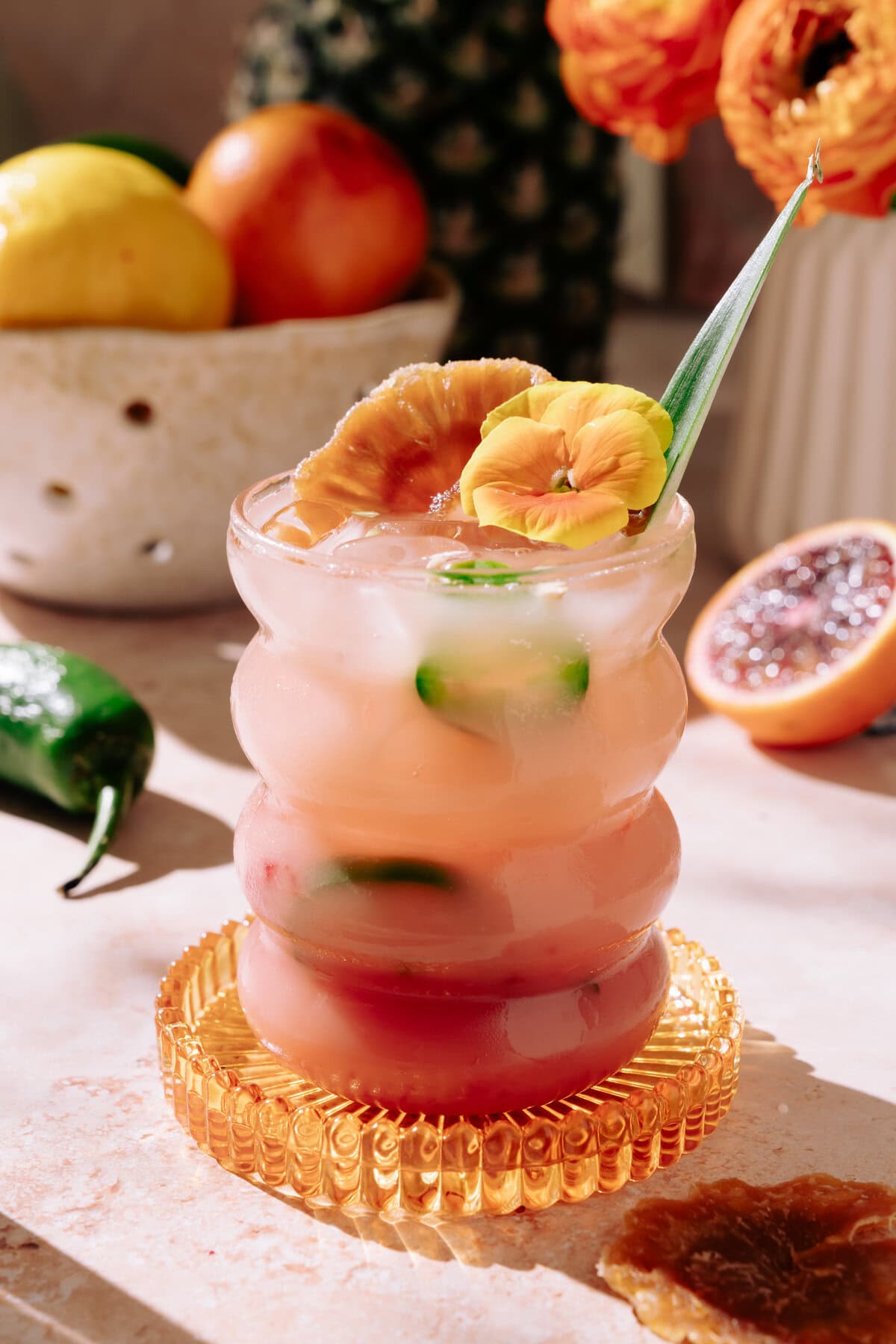 Tropical Heat Spicy Mocktail (With Blood Orange, Pineapple and Coconut ...